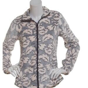 Jason Maxwell Fleece Jacket Petite Womens Size LP Gray/Cream Variegated Full Zip